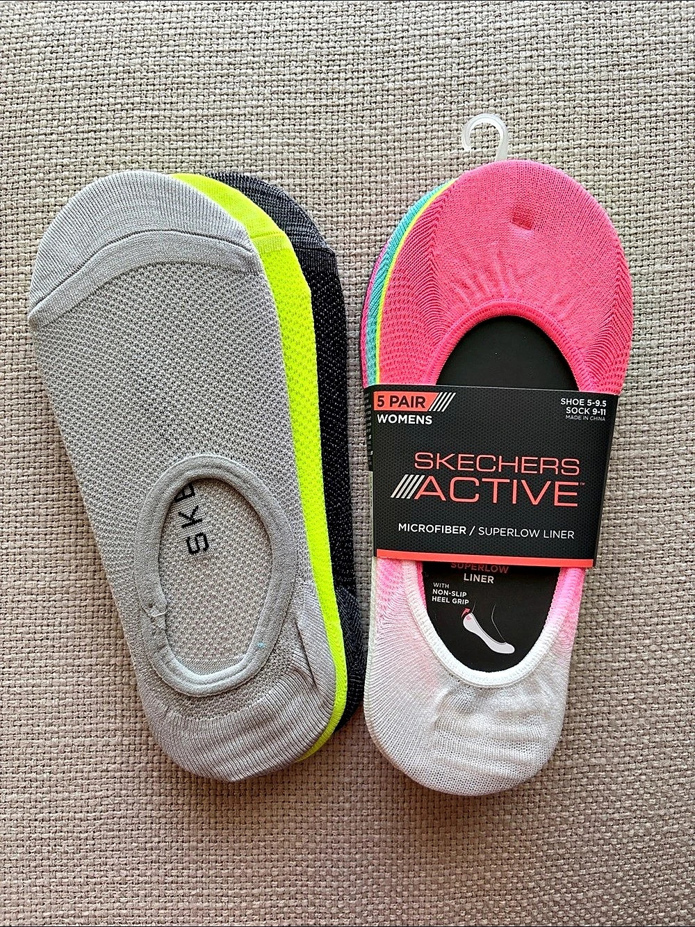 8 Pair of Skechers Active No-Show Liner Socks Pink & Gray NWT